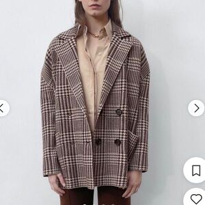 Excellent condition Zara Women's Brown and White Jacket size S